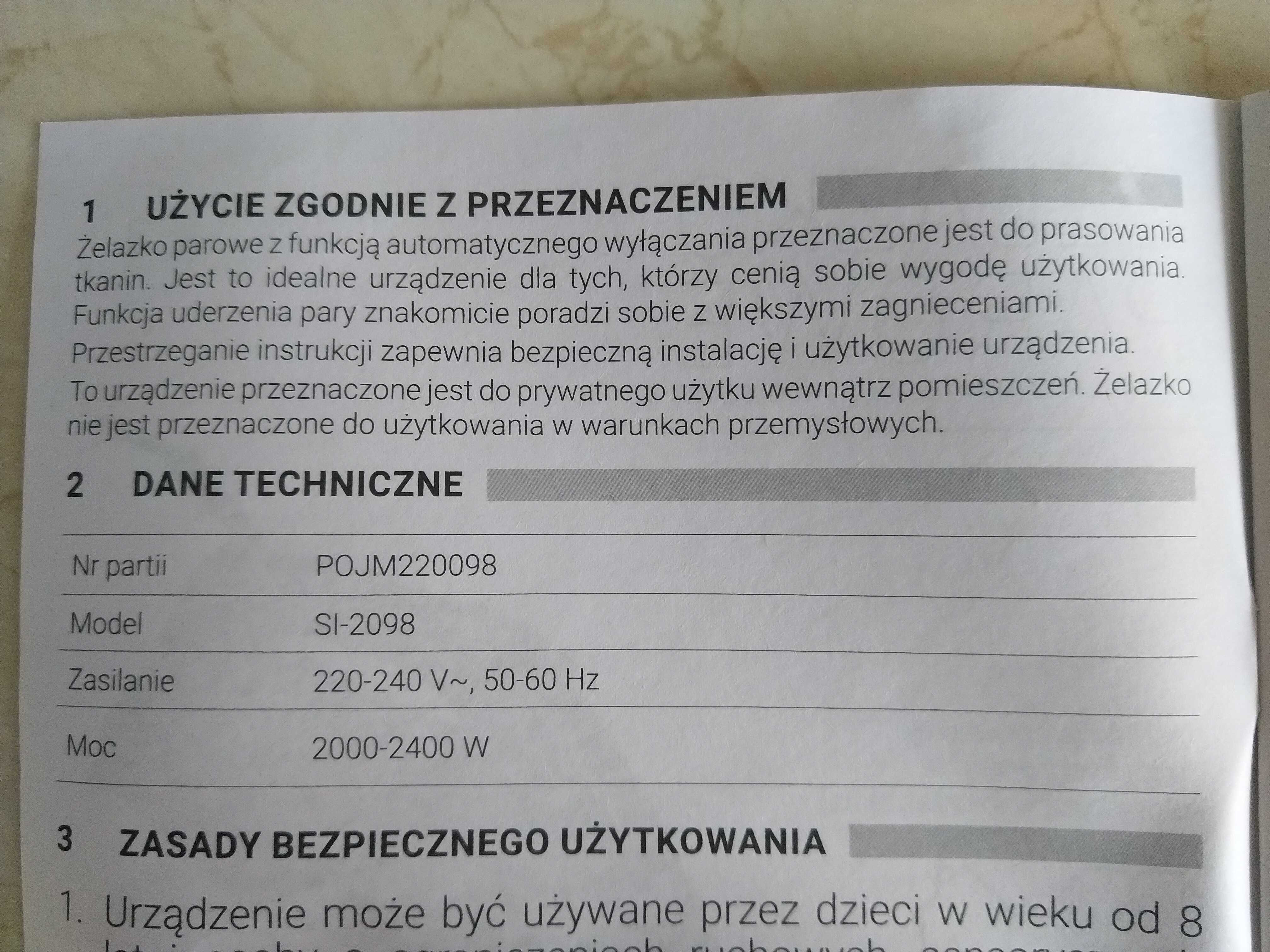 NOWE Żelazko Parowe HOFFEN Automatyczne Wyłączenia + Pojemnik