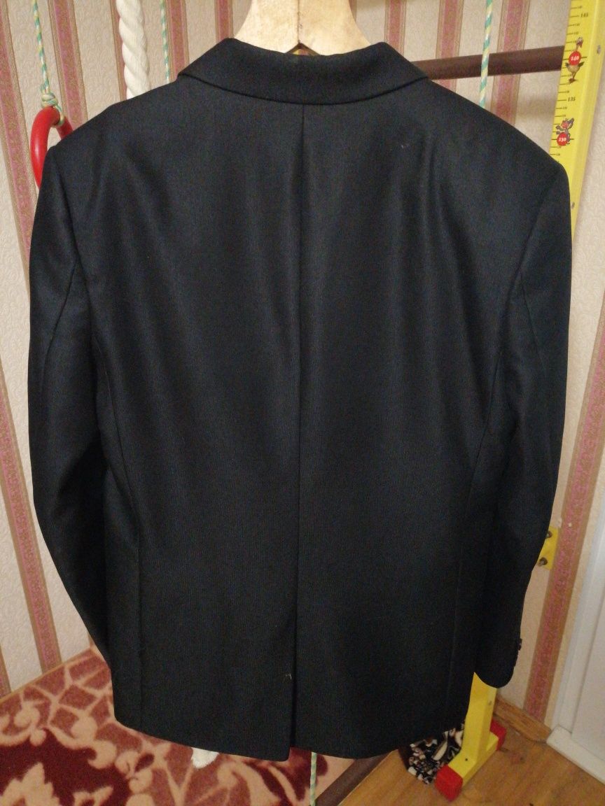 Мужской костюм в мелкий рубчик, чёрный цвет, размер 46