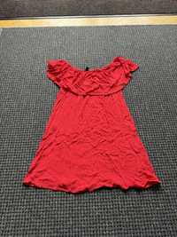 Sukienka plaowa czerwona new look L hiszpanski dekolt