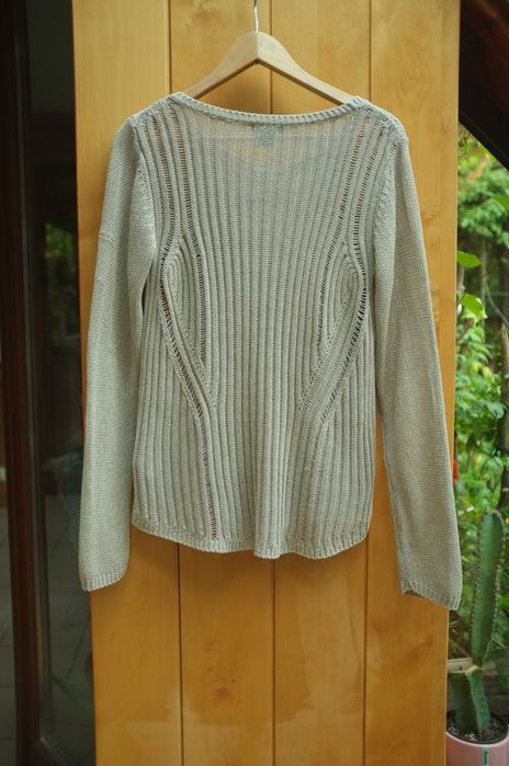 dziergana beżowa lejąca bluzka crochet H&M ażurowa sweterek lekki