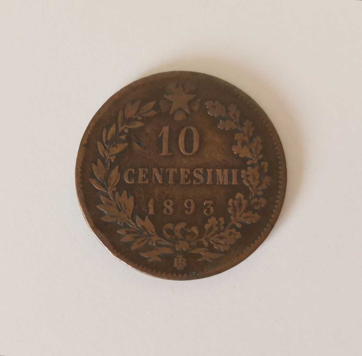 10 cêntimos Umberto 1° 1893, Itália