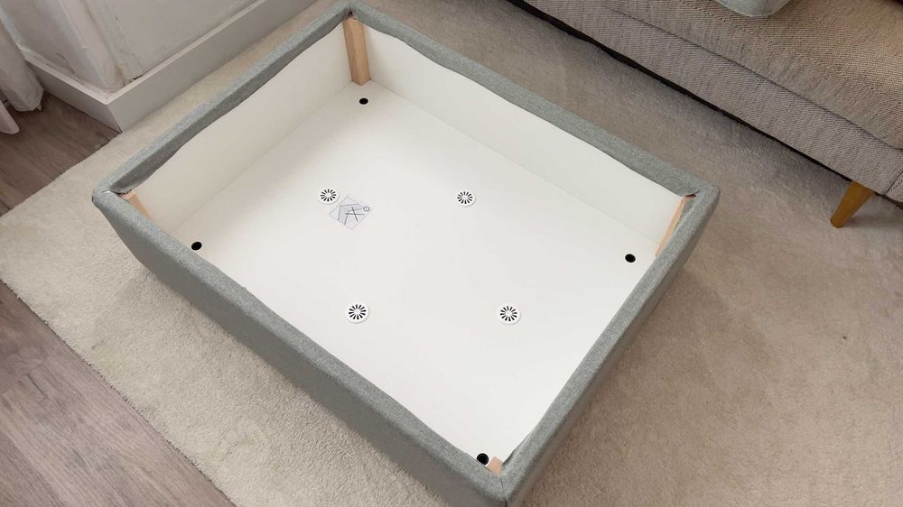 Repousa-pés IKEA KIVIK com arrumação, verde — como novo