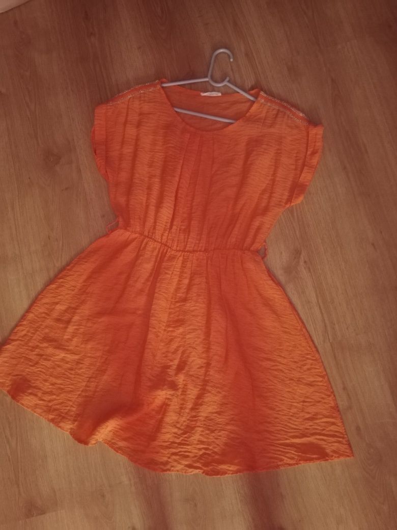 Sukienka 40 42 luźna letnia nietoperz pomarańczowa
