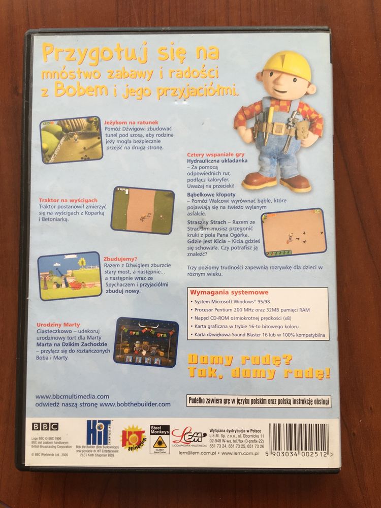 bajki bajka gra Bob Budowniczy Świnka Peppa dla dzieci DVD CD-ROM PC