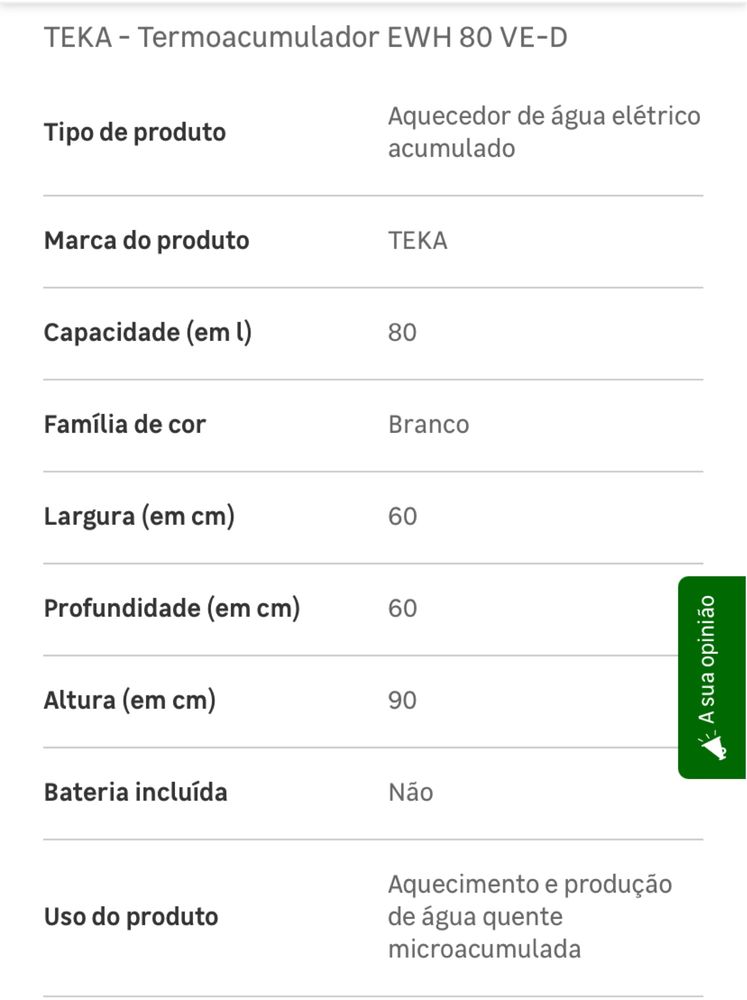 TermoAcumulador 80 L TEKA Smart inteligente