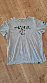 T-shirt Koszulka Chanel. Szara. Rozmiar XL. Bawełna