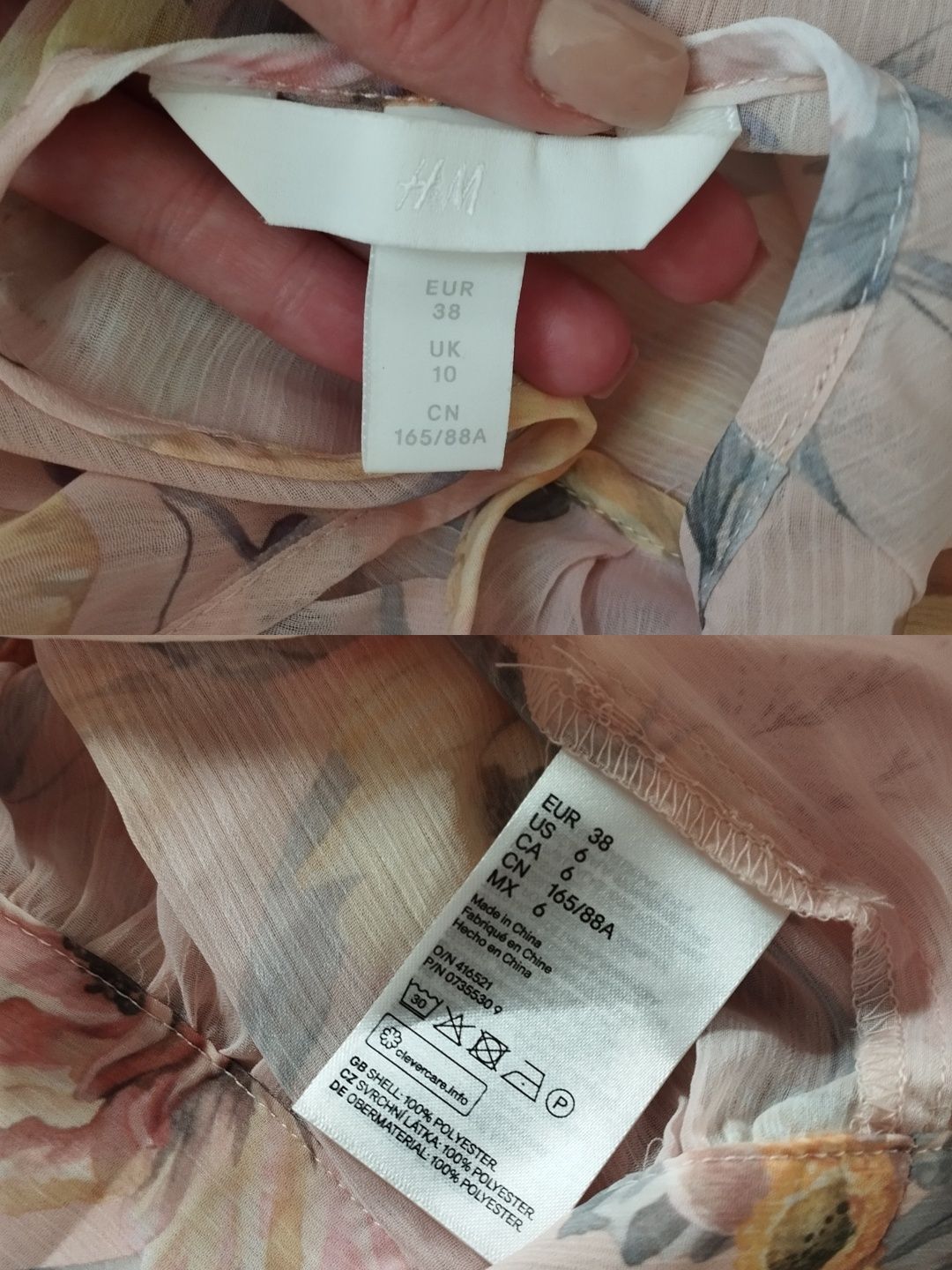 Lekka różowa przewiewna wiązana bluzka top koszulka w kwiaty S M L