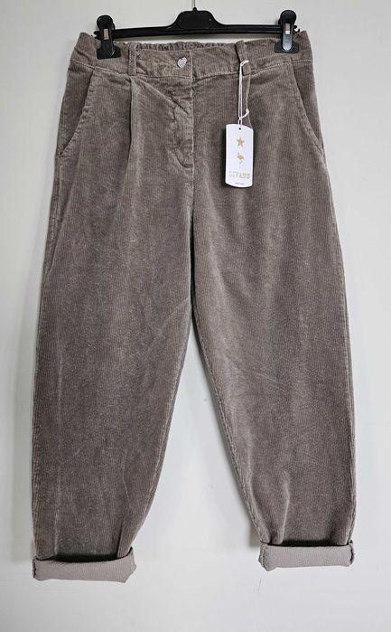 Spodnie damskie LIVANS sztruksowe szare balloon cygaretki uni