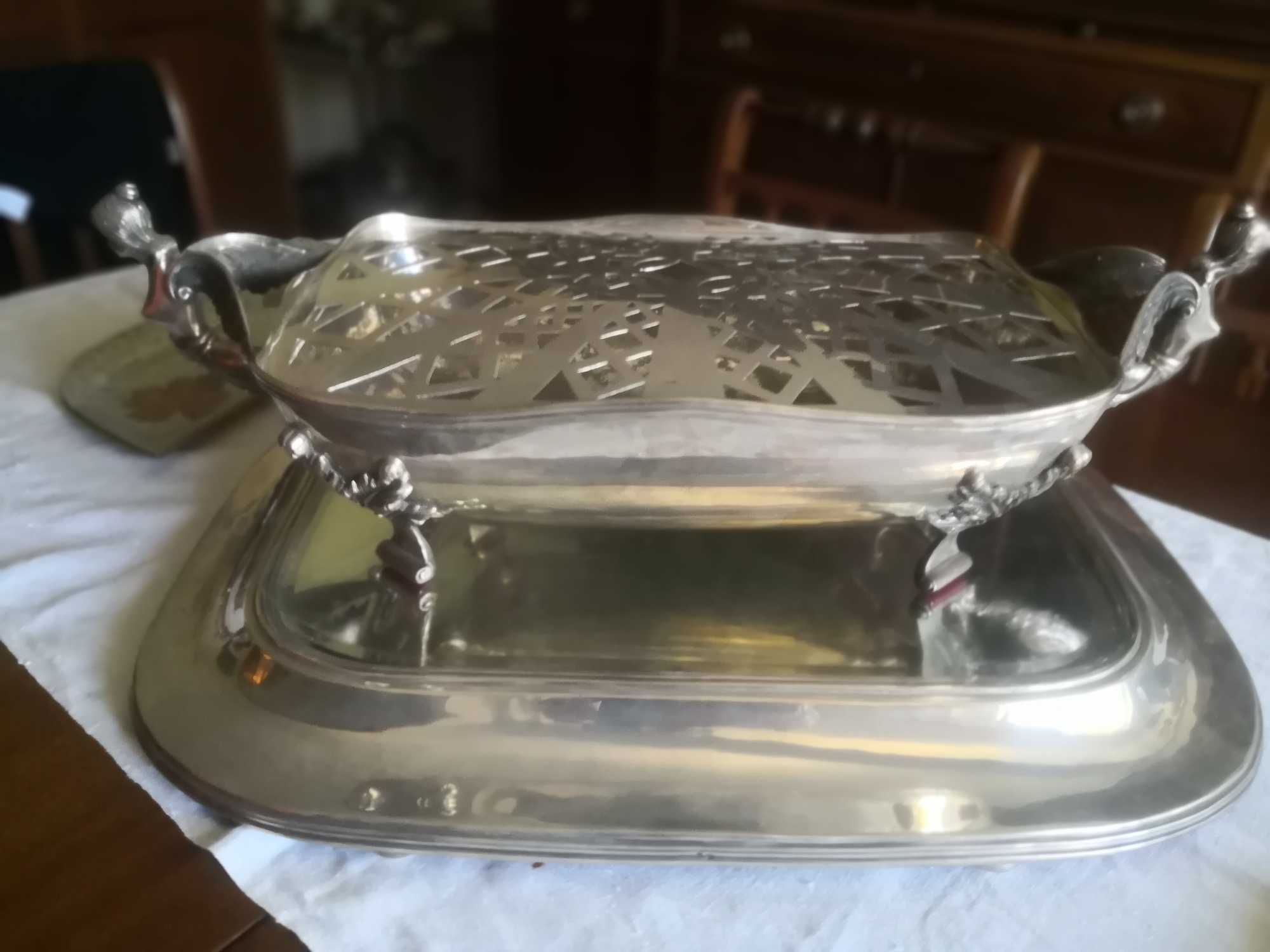 Centro de Mesa Prata Portuguesa Com Plateau