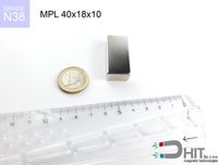 MPL 40x18x10 [N38] : magnes neodymowy płaski o klasie N48 1 szt.