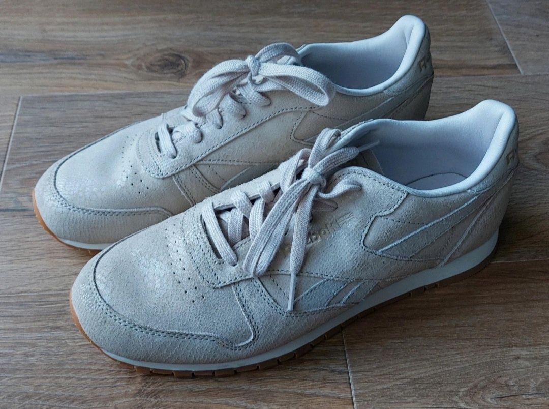 Buty sportowe sneakersy Reebok Classic beżowe skóra węża Cl Lthr CN402