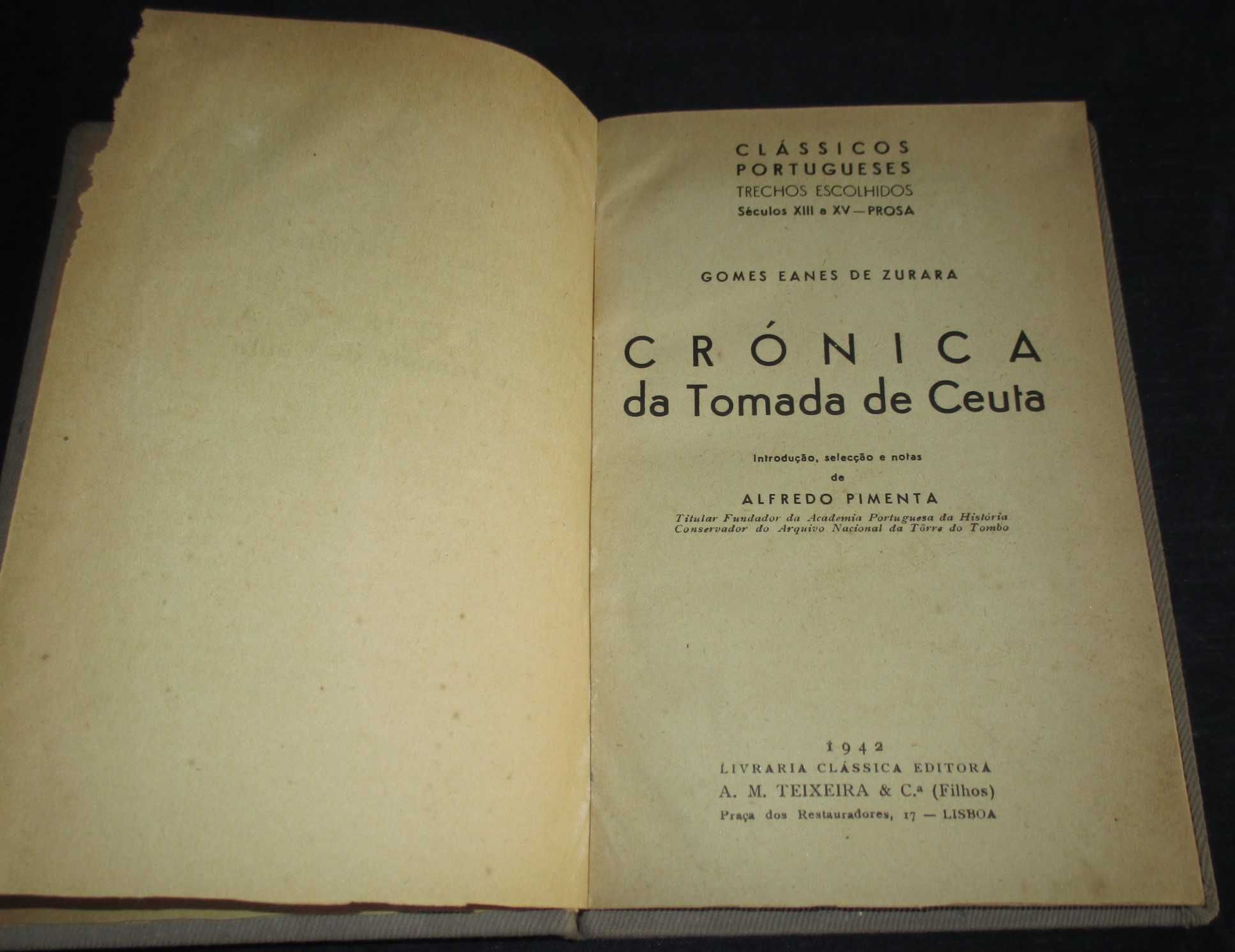 Livro Crónica da Tomada de Ceuta Clássicos Portugueses 1942