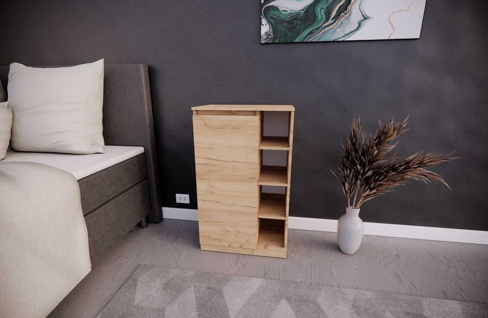 Тумба висока з полицями та відкритою нішею 60х40х100см Дуб Сонома