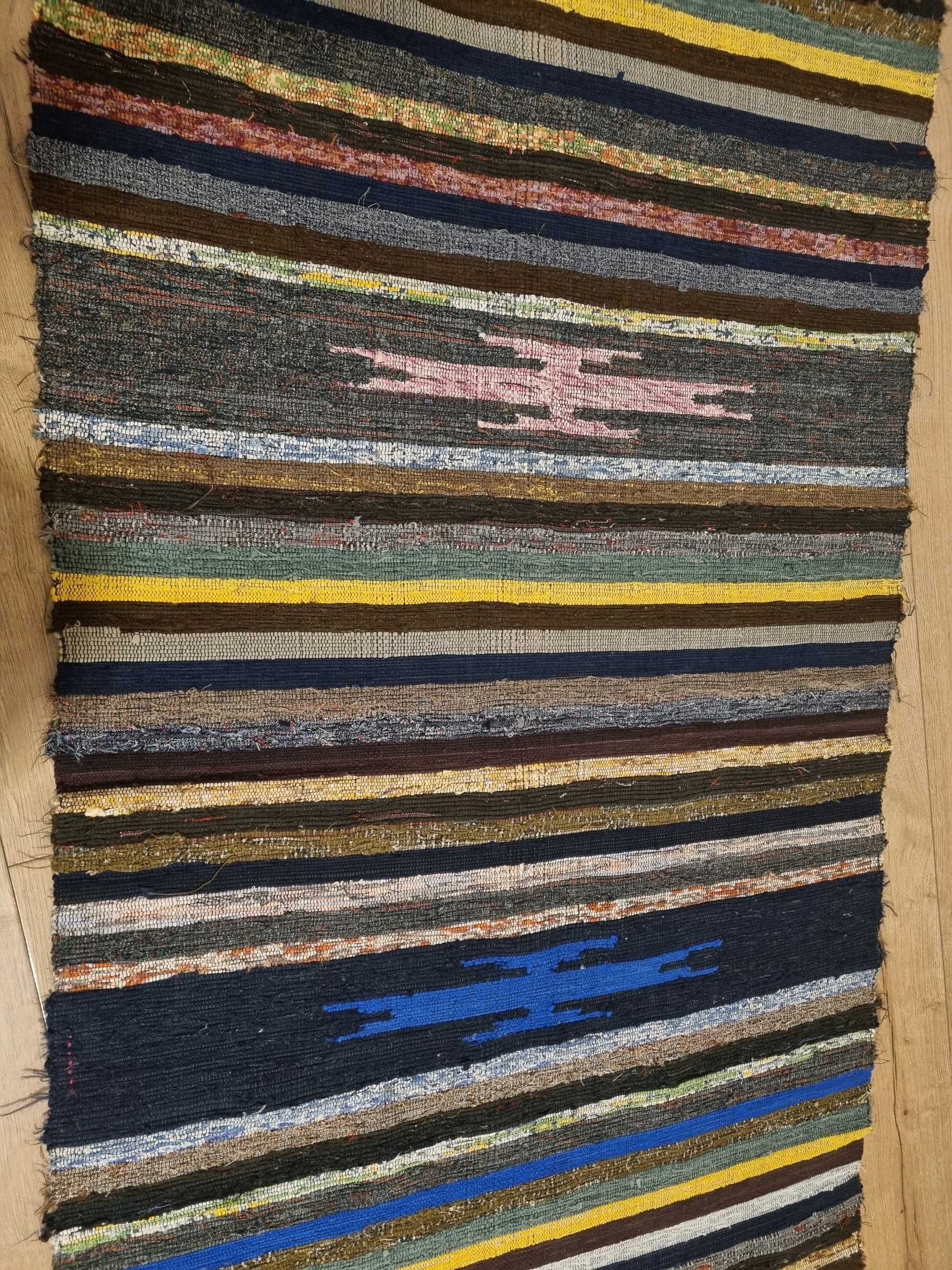 Nowy chodnik dywan tkany na krosnach PRL 72x405 cm