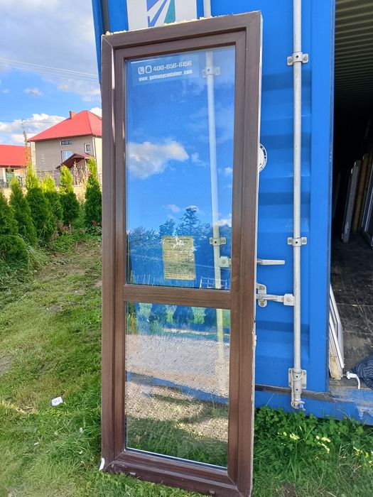 Okno 81x229 balkonowe plastikowe rozwierno uchylne dąb bagienny