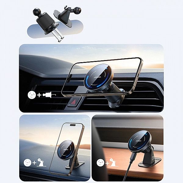 Uchwyt samochodowy Joyroom JR-ZS502 kompatybilny z MagSafe z ładowarką