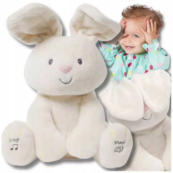 Interaktywny Królik Akuku Zając Maskotka Mówi Gra BIAŁY Rusza Uszami