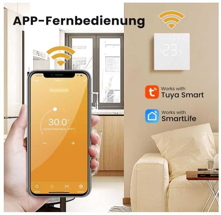 Inteligentny termostat WIfi MIUCDA WT410-16A-W, elektryczne ogrzewanie