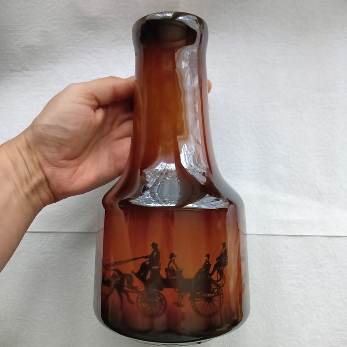 Wazon Tułowice komin 23.5 cm PRL koń konie karoca zaprzęg konny