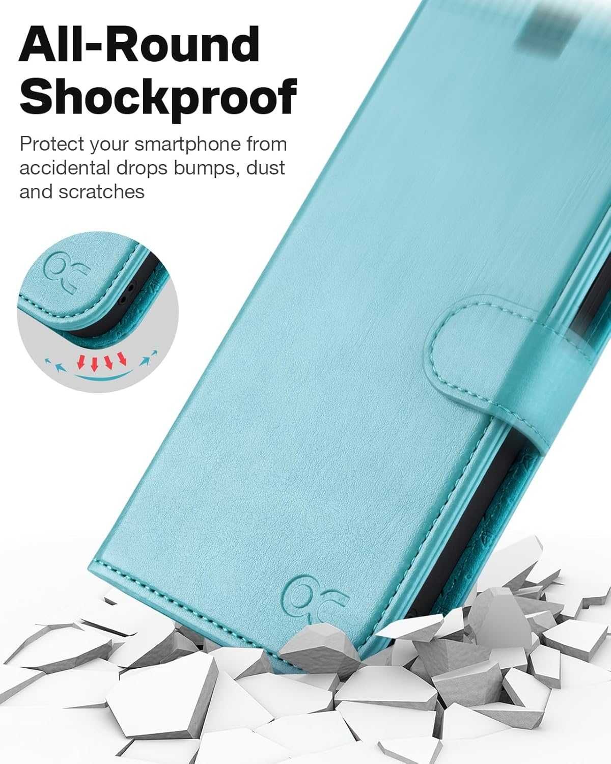 Ocase iPhone 15 Pro Max etui skórzane do  stojak miętowe magsafe 2w1