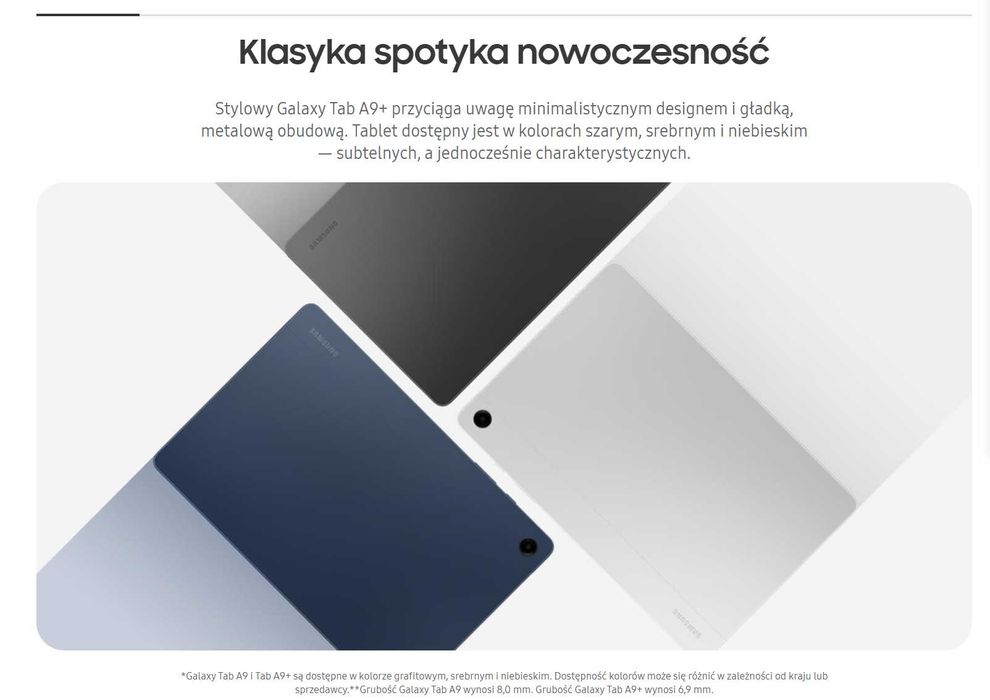 Tablet Samsung Galaxy Tab A9+ (x210) 8GB 256GB Grafitowy NOWY