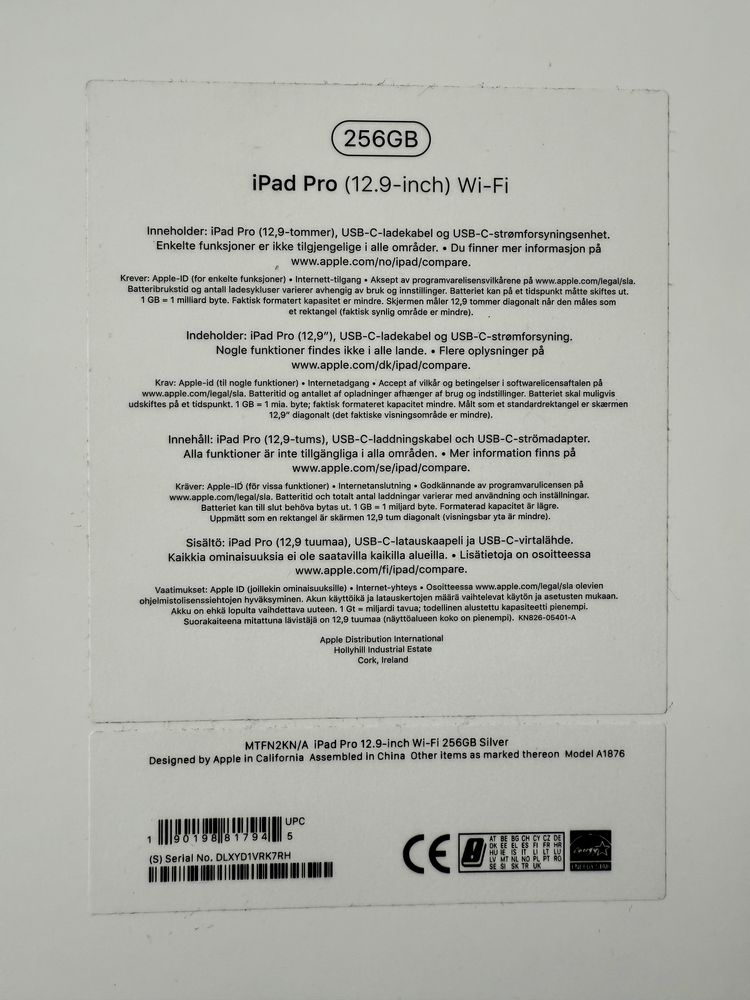 iPad Pro 12.9 256 GB 3 generacja WIFI