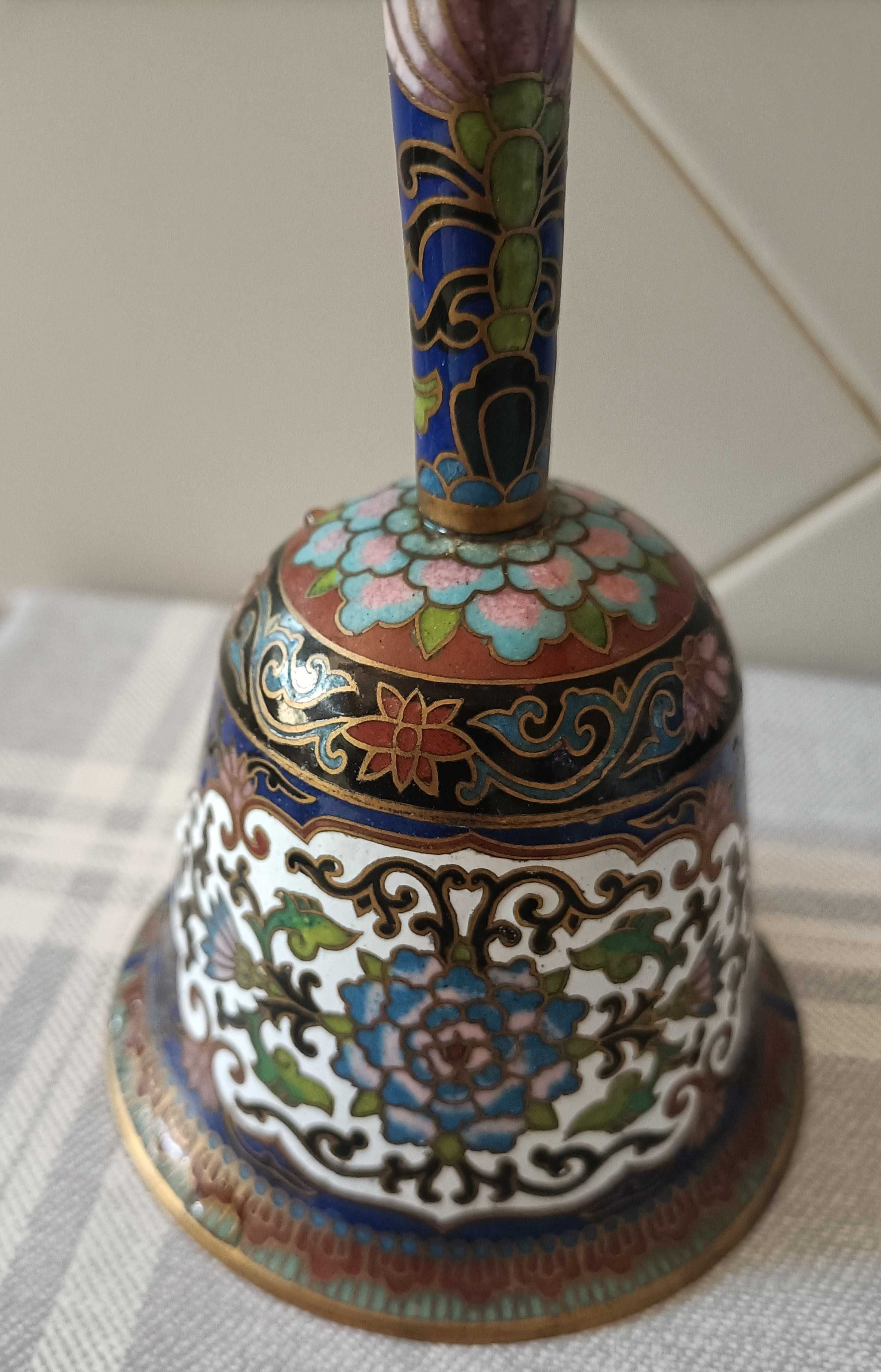 Vintage Cloisonné Sineta campainha Mesa