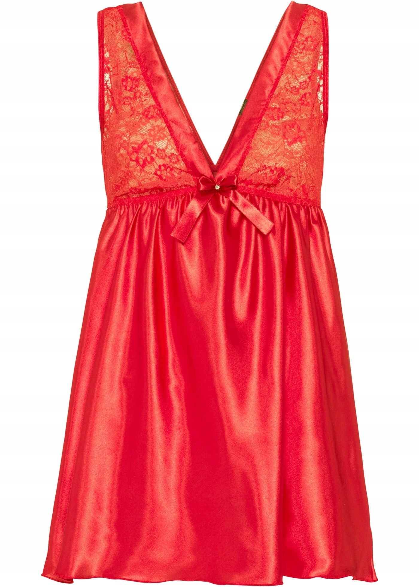 B.P.C Koszula nocna babydoll satynowa czerwona z koronką ^48/50