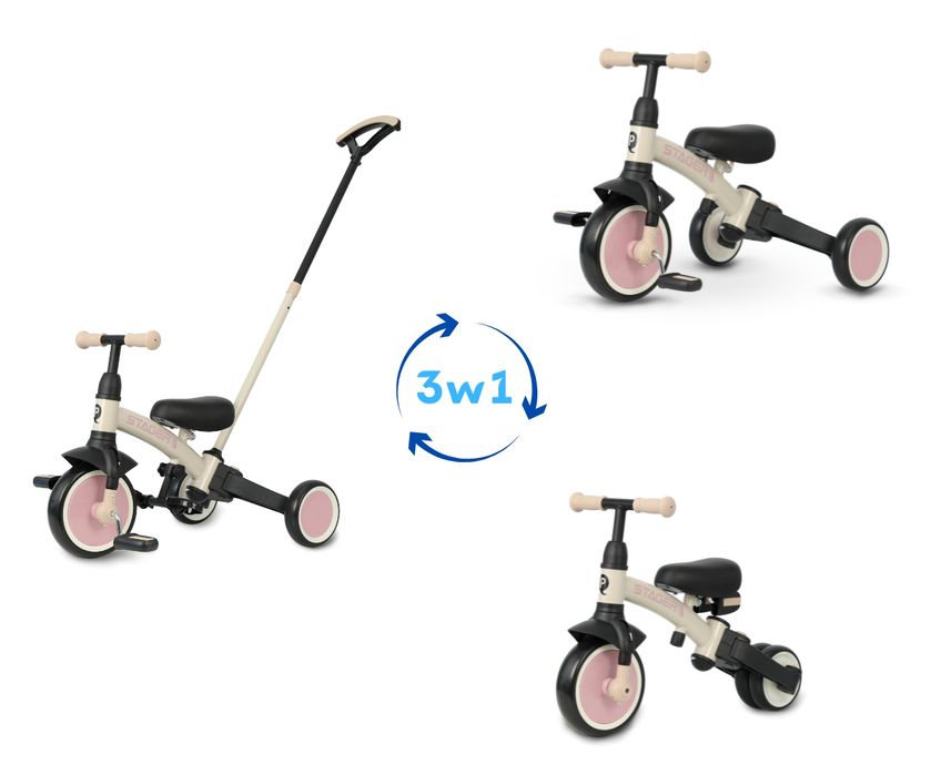 Rowerek Trójkołowy Stager 3w1 Pink Qplay