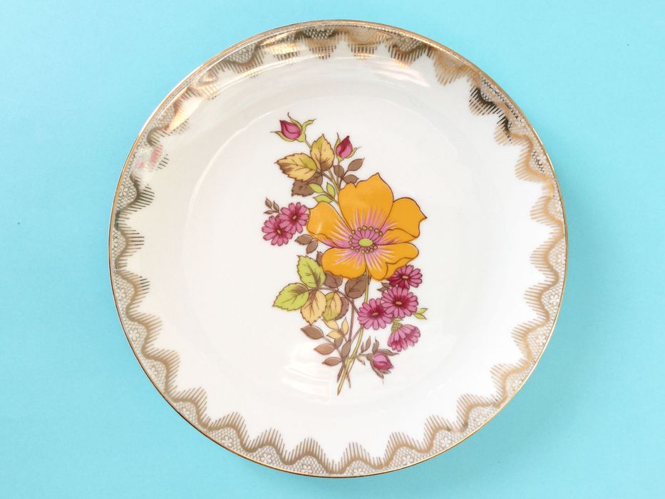 Conjunto de 4 Pratos Winterling, Alemanha / anos 40 / Padrão de flores