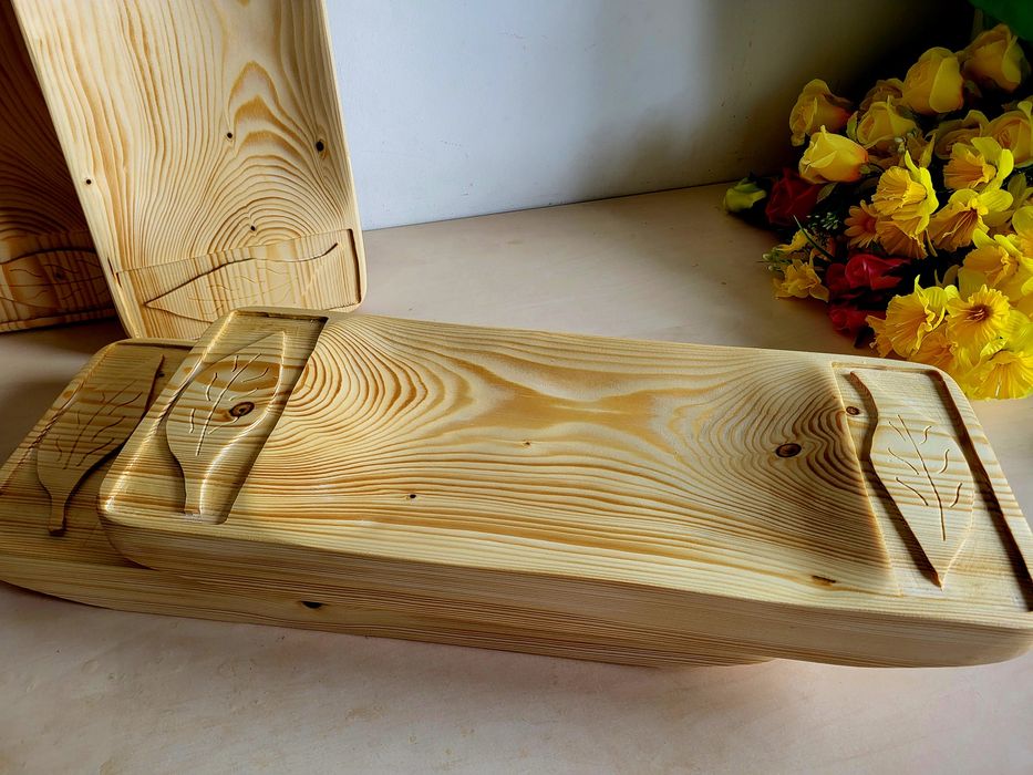 Korytko rzeźbione z drewna tace do cateringu tace na mięso sery 25x50