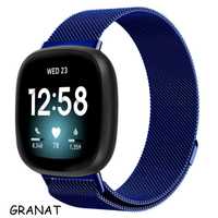 G195_Pasek,bransoleta metal, magnes, do Fitbit Versa3/Sense_GRANAT