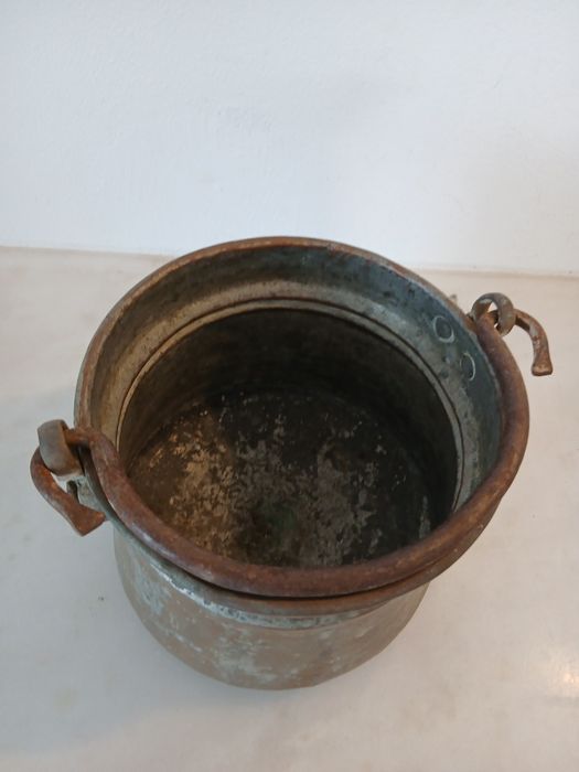 Balde metal cobre estanhado