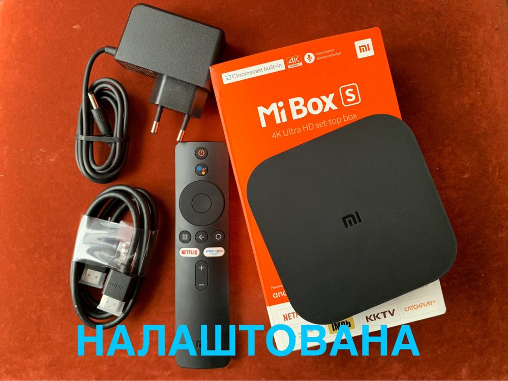 НАЛАШТОВАНИЙ  Xiaomi Mi Box S 4K (2/8) MDZ-22-AG смарт приставка медіа