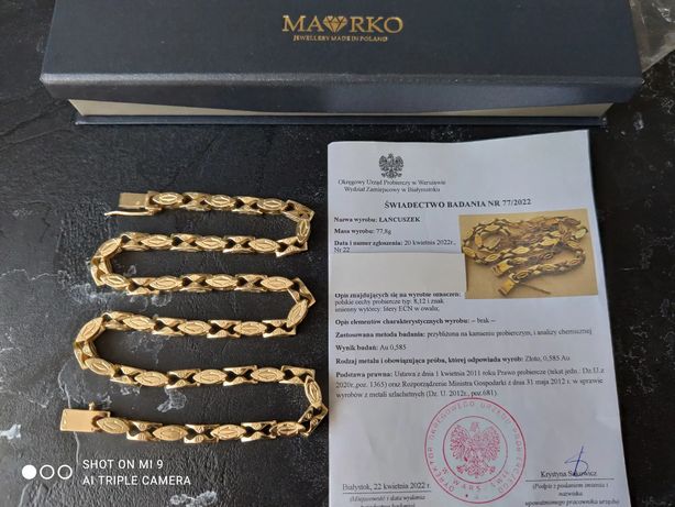 Złoty Łańcuszek Łańcuch Splot Cartier Unisex Próba 585/14K Nowy Okazja