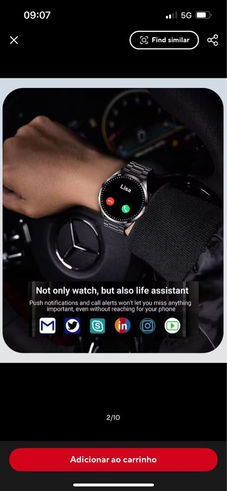 Smartwatch pulseira metalica