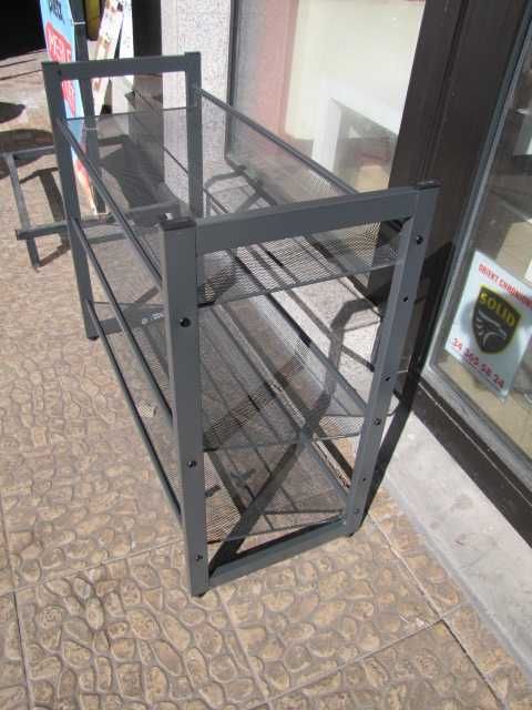 SONGMICS 3-poziomowy stojak na buty z metalowej siatki, regulowany