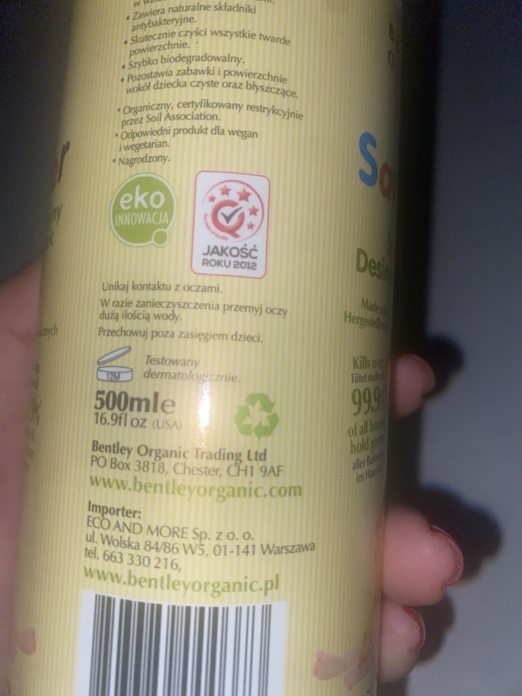 Bentley Organic, spray dezynfekujący do zabawek