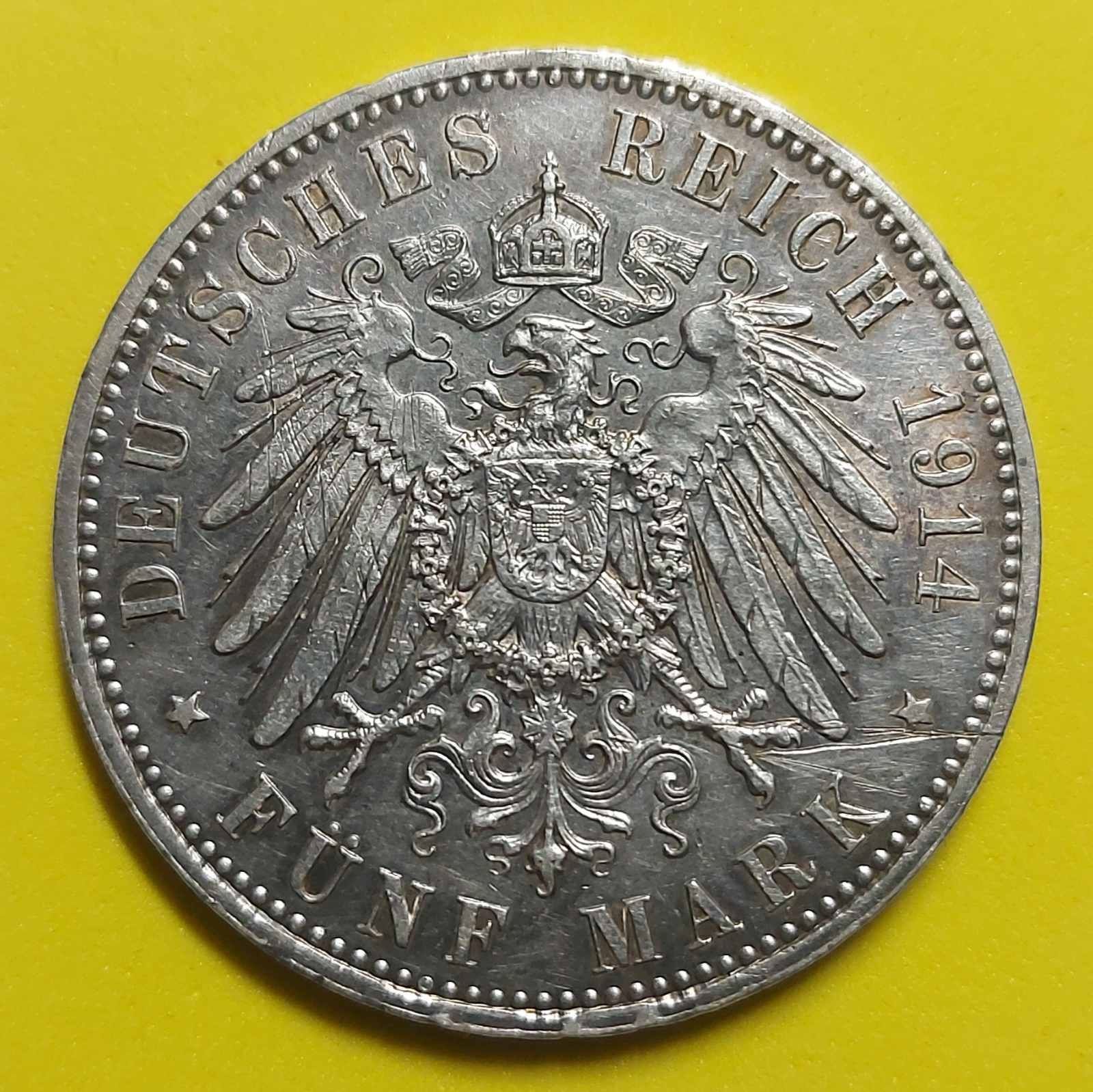 1/2 марки 1906 D, 5 марок 1914, Прусія, Вільгельм II Империя Рейх