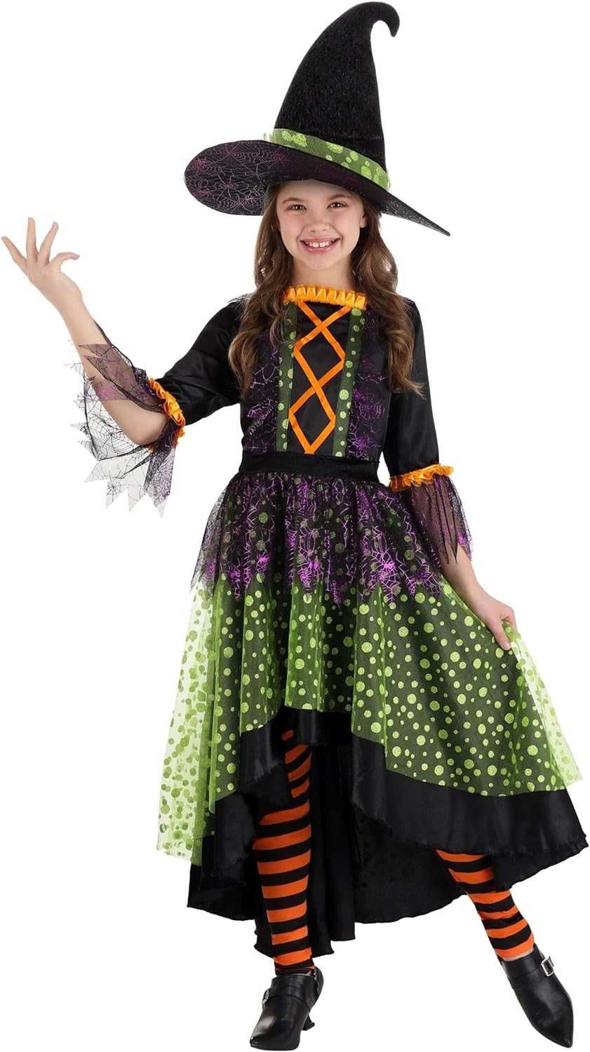 Kostium czarownicy w kolorze zielonej wiosny dziewczynki 122cm Q102