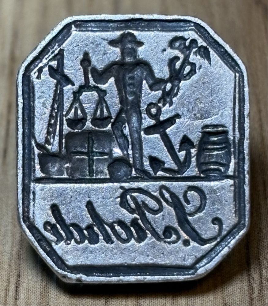 Pieczęć cechowa marynarza-handlowca XVIII w. S. Rochde srebro 84