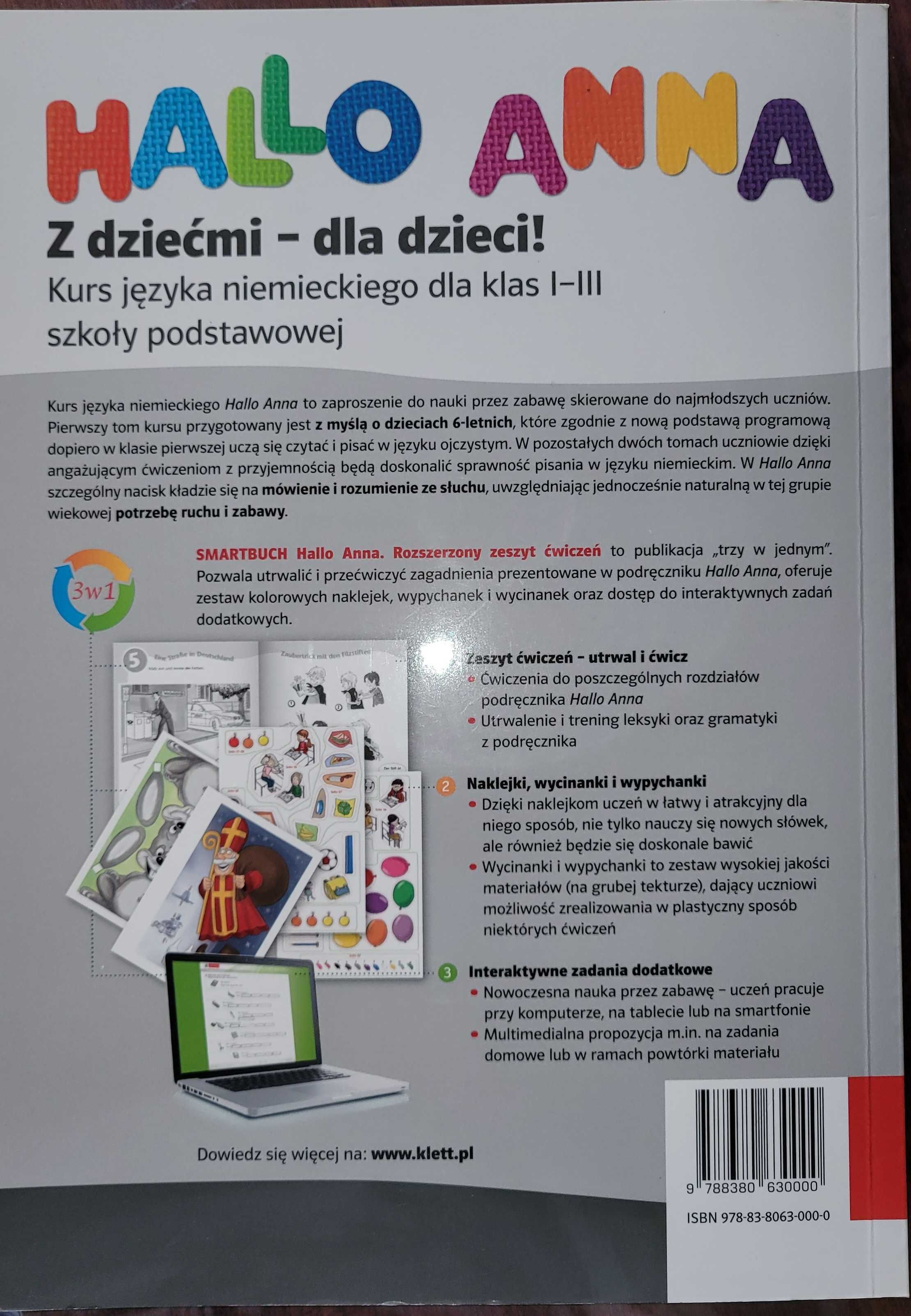 Hallo Anna 1 - niemiecki dla klas I-III Szk.Pods. ĆWICZENIA + płyta CD