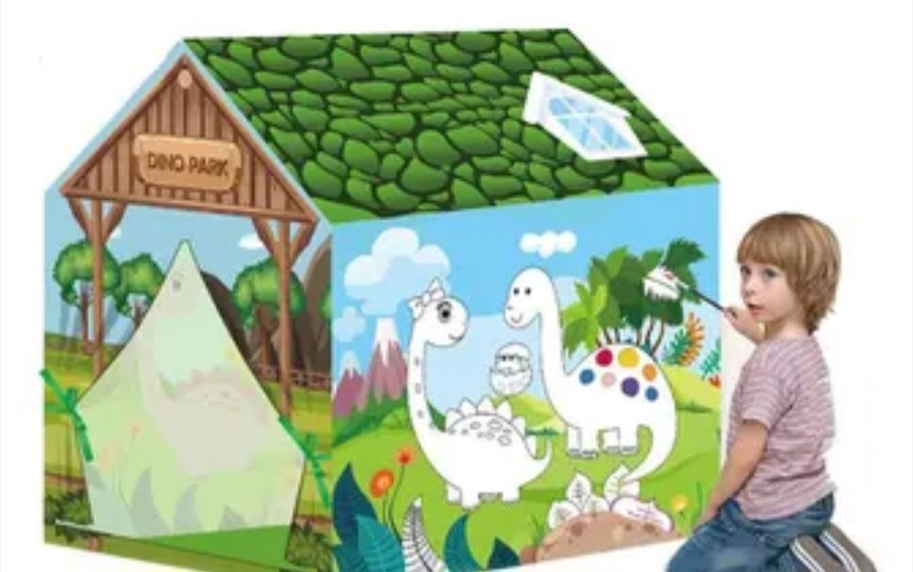 Namiot dla dzieci w dinozaury do kolorowania