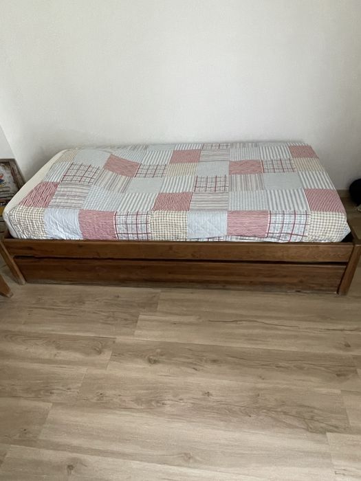 Cama de solteiro com cama extra/gavetão (inclui colchões)