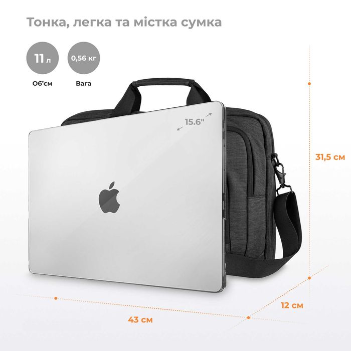 Сумка для ноутбука, 2E CrossSquares 16", нейлон, чорна,-29,9%