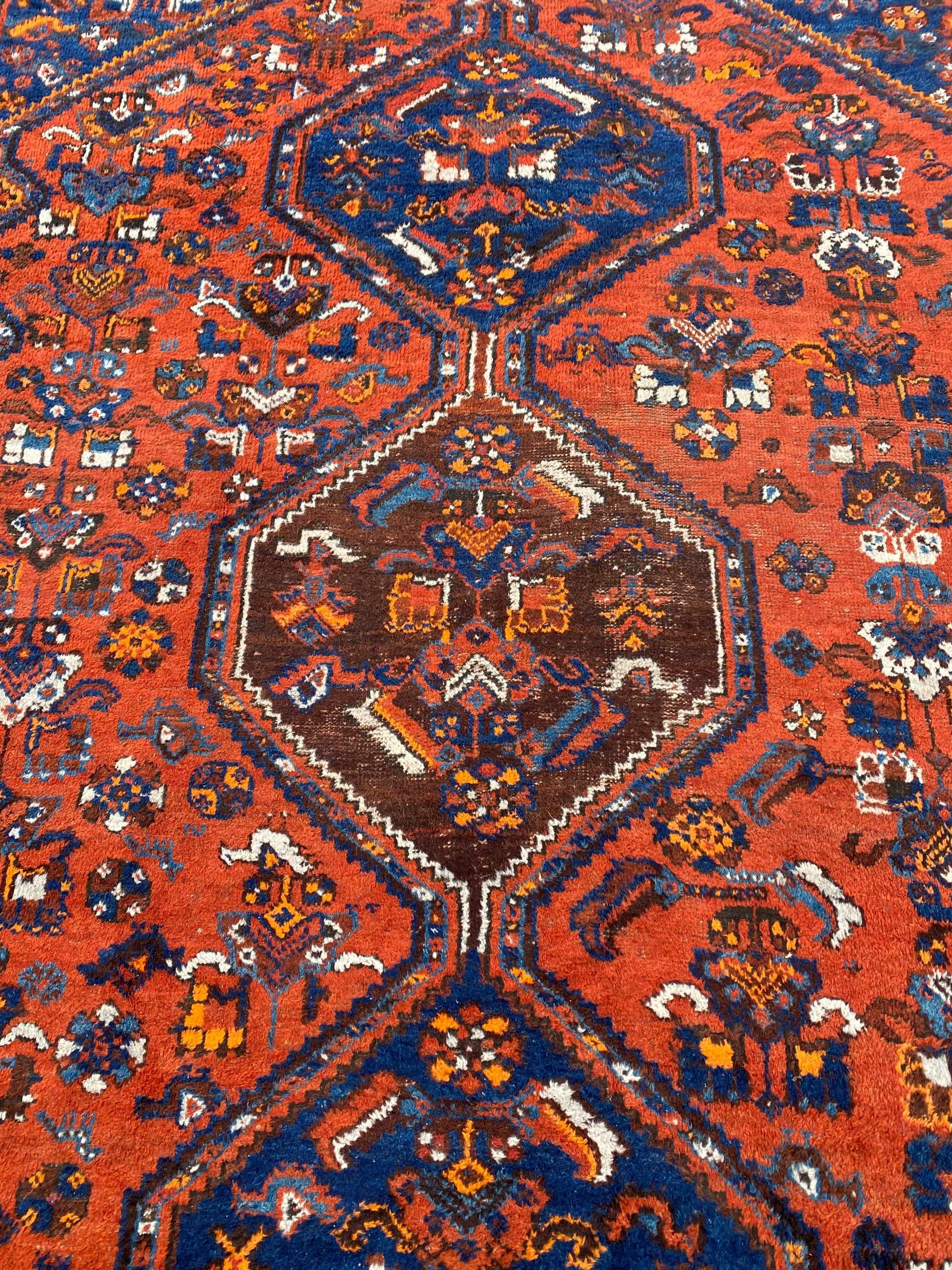 Wyjątkowy Shiraz Antyczny Irański Dywan Ręcznie Tkany Wełniany 337x215