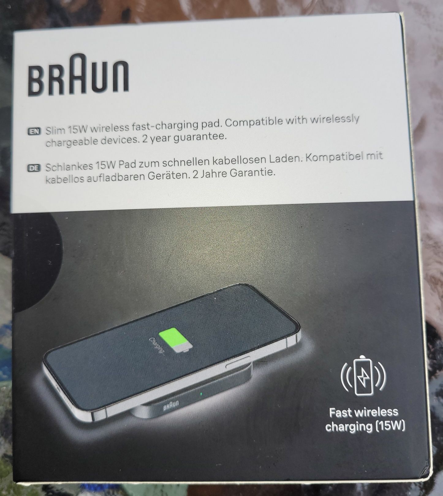 QI BRAUN. Szybka ładowarka indukcyjna, bezprzewodowa  BWC02B 15W