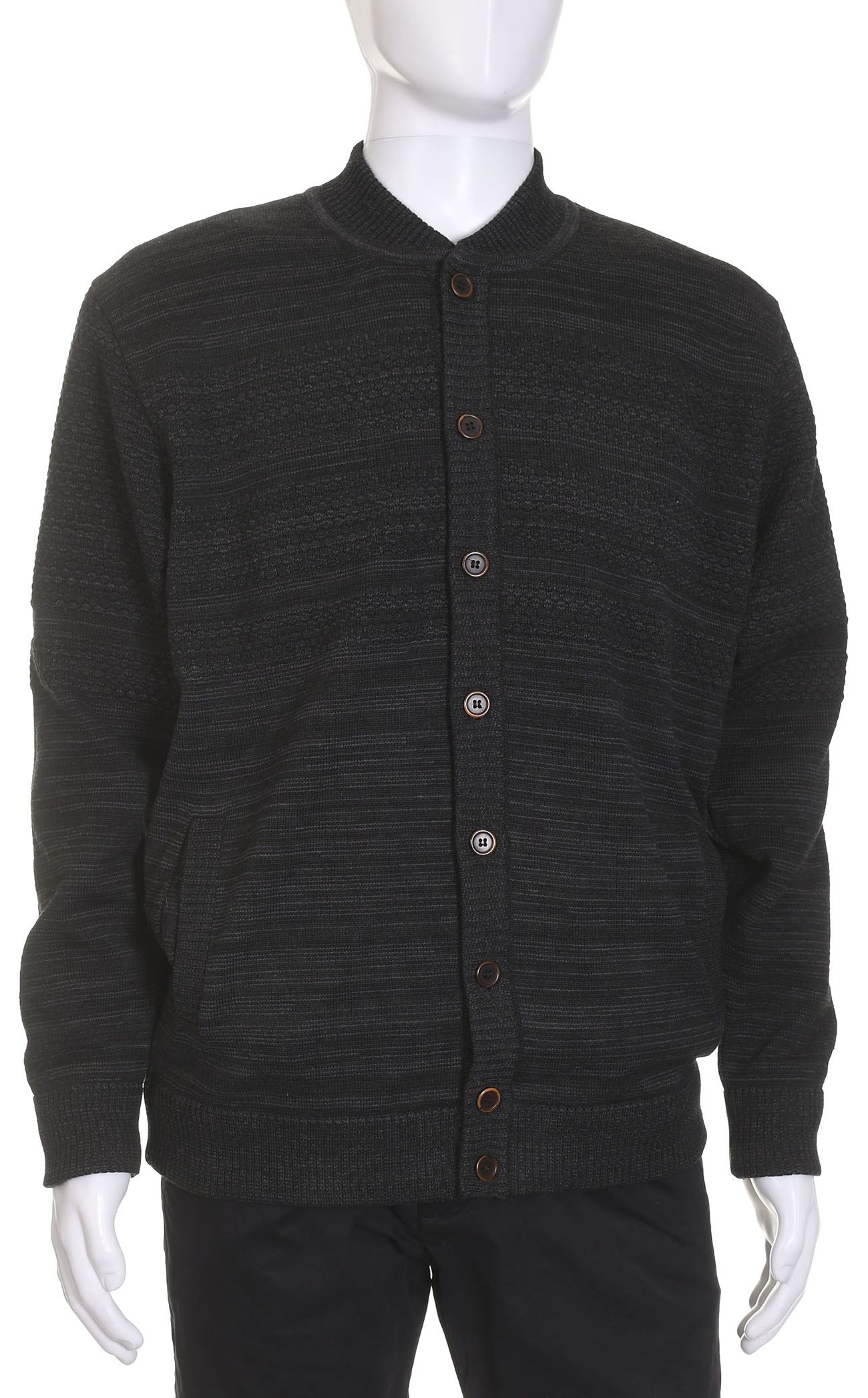 BREIDHOF rozpinany grafitowy sweter męski na podszewce w melanżu 54 XL