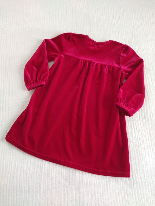 Welurowa świąteczna sukienka Baby World 86 dla dziewczynki czerwona