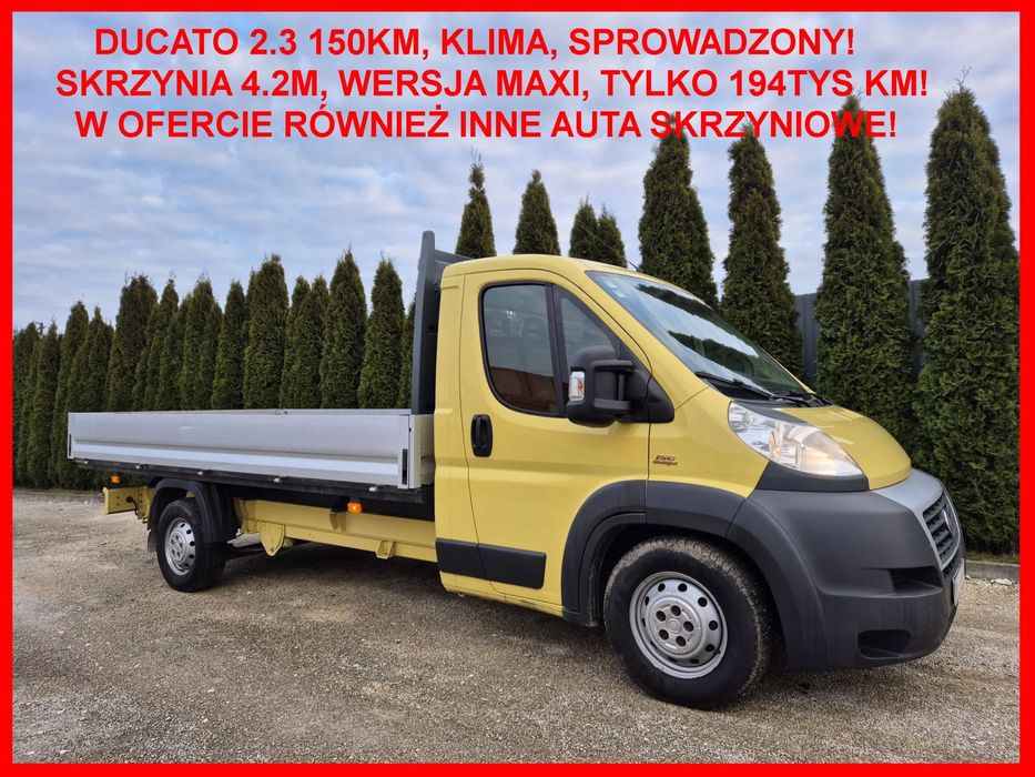 Fiat DUCATO 2.3 MultiJet 150KM  Skrzyniowy , Maxi ,koła 16cali, SkrLaweta, Klima, 194tys, Sprowadzony!